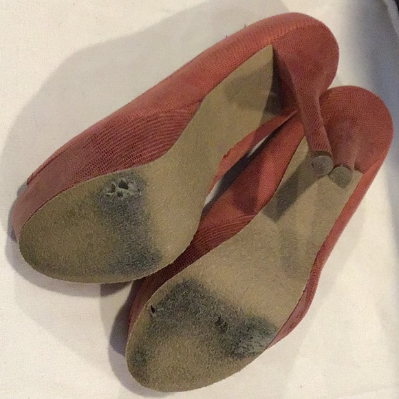 JustFab Coral Peep Toe Platform Stilettos - Picture 6 of 7